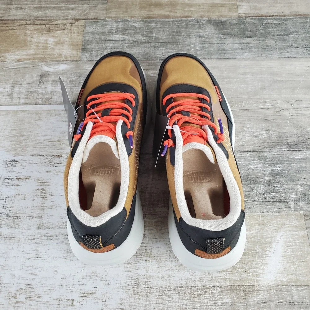 Hey Dude Sirocco Alta Hype Mens Shoes Sz 9 Walnut White Lace Up Sneakers